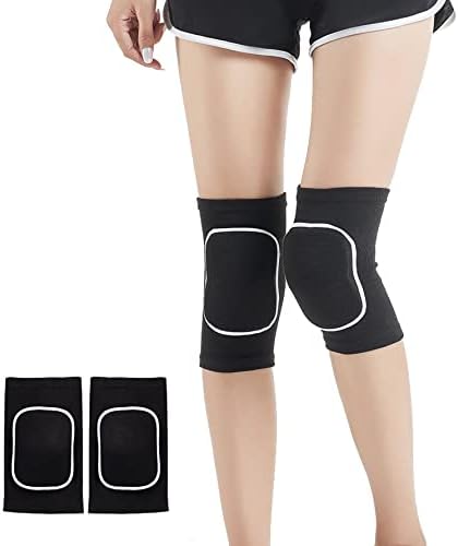 SUJAYU Knee Pads for Women, Dance Knee Pads Wrestling Knee Pads Basketball Knee Pads Volleyball Knee Pads for Women, Knee Protector Soft Knee Pads for Work (Black + White, L)