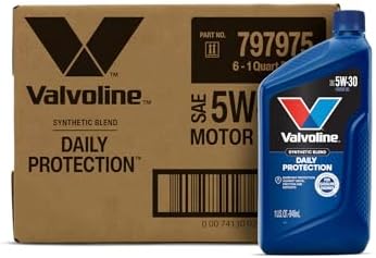 Valvoline Daily Protection SAE 5W-30 Synthetic Blend Motor Oil 1 QT, Case of 6
