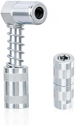 GOOACC 90 Degree Grease Gun Coupler and Straight Grease Gun Tips Fittings, Sturdy Steel Right Angle Grease Zerk Adapter for Tight Spaces Mini Small Grease Guns Lubrication Tool for Auto Ship Machinery