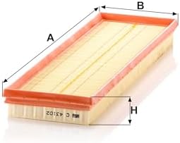 Mann Filter C43102 Engine Air Filter Replacement Compatible With VW Volkswagen Jetta (2005-2014), Golf (2010-2014), Passat (2012-2014), Beetle (2012-2014), Rabbit (2006-2009)