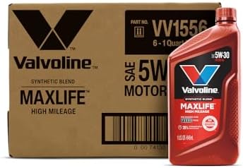 Valvoline MaxLife High Mileage 5W-30 Synthetic Blend Motor Oil 1 Quart, Pack of 6