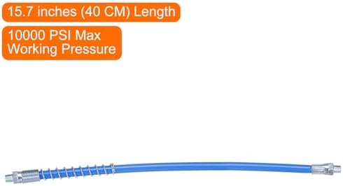 HARFINGTON Grease Gun Hose, 15.7" Blue, 10000 PSI, Spring Flex, Quick Release, 1/8" NPT Threads