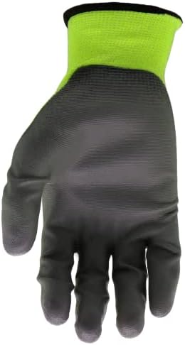 Boss Men's High Visibility Nitrile Coated Work Gloves, 5-Pack, High Dexterity, Enhanced Grip, Abrasion Resistant, Water Resistant, Large, Green/Black, (B31211-L5P)