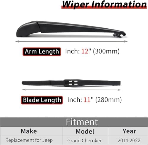 OTUAYAUTO Rear Windshield Back Wiper Arm Blade Replacement for Jeep Grand Cherokee 2014 2015 2016 2017 2018 2019 2020 2021 2022 OE:68197131AA