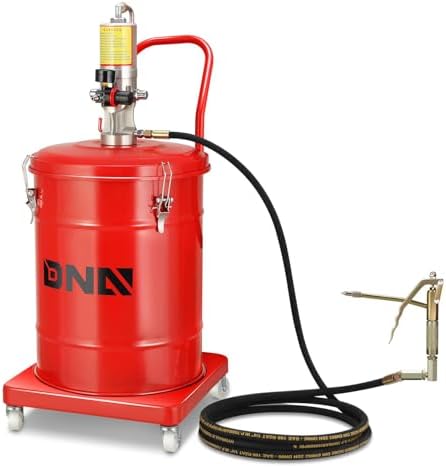 DNA Motoring 10 Gallon Air Grease Pump, 40L High-Pressure Grease Pump Set, Portable Pneumatic Grease Pump with Wheels, w/ 13ft High Pressure Hose, Grease Gun, TOOLS-00662