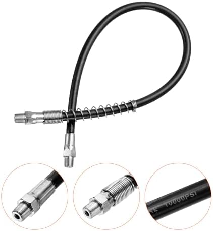HARFINGTON Grease Gun Hose 19.8" 10000 PSI Spring Flex High Pressure Quick Release Grease Replacement with Coupler 1/8" NPT Threads for Grease Gun, Black