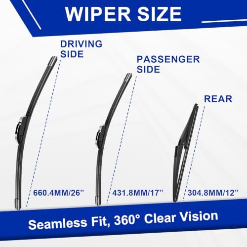 KAIYI 3 Pack Windshield Wipers Compatible with Nissan Rogue 2014-2023