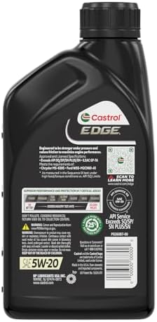 Castrol EDGE 5W-20 Advanced Full Synthetic Motor Oil, 1 Quart, Pack of 6