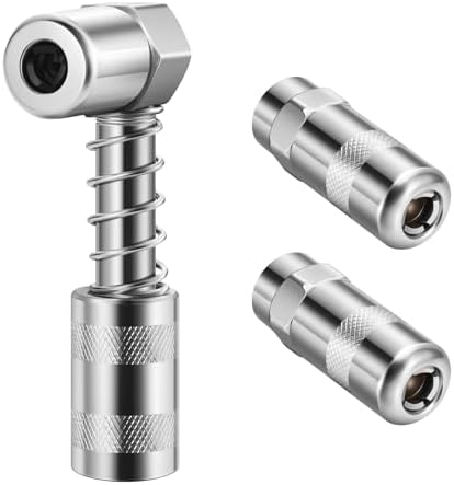 1PC 90 Degree Grease Coupler with Sleeves and 2PC Standard Grease Coupler in Tight Spaces for Auto, Farm or Industrial Use