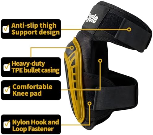 Professional Knee Pads for Work, Heavy Duty Comfortable Foam Gel Knee Pads with Strong Stretchable Straps for Construction, Flooring, Gardening and Cleaning (Yellow)