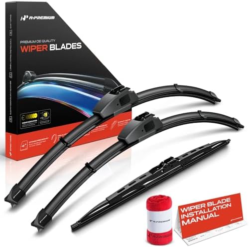A-Premium 20"+20"+15" Windshield Wiper Blades with Wear Indicator & Towel