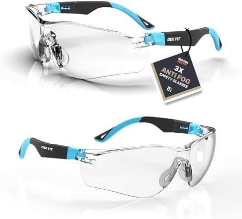 DEX FIT Safety Glasses SG210 Series - Anti-Fog & Scratch Resistant Z87.1 Certified, Adjustable Temples