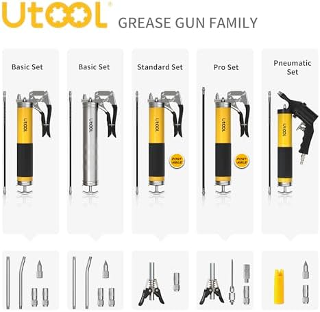 UTOOL 8000 PSI Heavy Duty Pistol Grip Grease Gun Kit, 14 oz Capacity