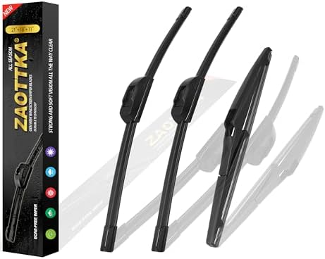24"+14"+12" Windshield Wiper Blade Replacement Kit for 2012-2019 Fiat 500 - OEM Quality All Season Windshield Wiper J/U Hook (Set of 3)