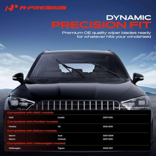 A-Premium 24" + 21" Windshield Wiper Blades with Wear Indicator & Towel