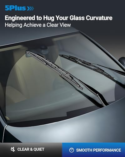 5 PLUS 18 Inch Wiper Blades 2 Pack for U/J HOOK Front Wipers Arms