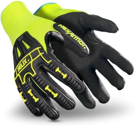 HexArmor Helix Impact Resistant & A1-A9 Cut-Resistant Work Gloves – High-Dexterity Nitrile Grip Industrial Safety Gloves