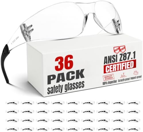 Clear Safety Glasses for Men&Women 36pack with ANSI Z87.1-2025 Certified