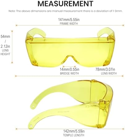Calabria 3000 Fitover Safety Glasses with Uni-Lens – [Yellow] Wrap Around Eye Protection | Anti-Fog Scratch Resistant | Protective Eyewear
