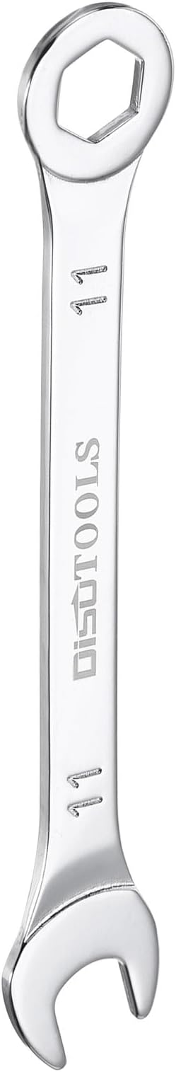 HARFINGTON Thin Combination Wrench Metric 11mm 6-Point Ended Box 15 Degree Offset Open End CR-V Chrome Plated Steel, Silver