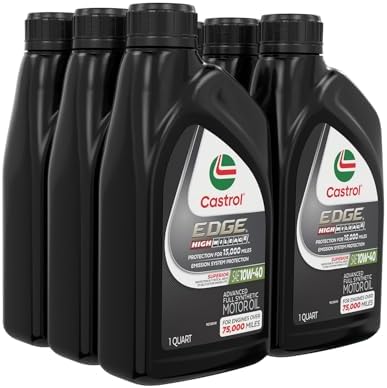Castrol EDGE High Mileage 10W-40 Advanced Full Syn Motor Oil, 1 Qt, 6 Pack