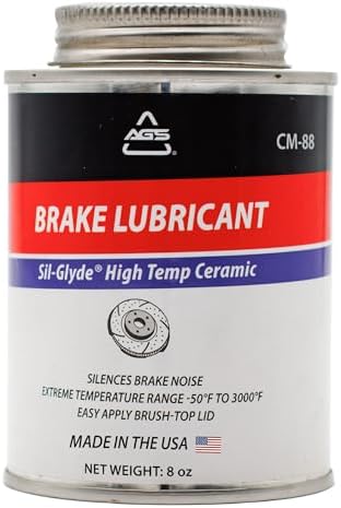 AGS Automotive Solutions Ceramic-Glyde Silicone Brake Lubricant – 8oz Brush Top Can, Advanced Noise Reduction, Exceptional Brake Pad Protection, Reliable Performance