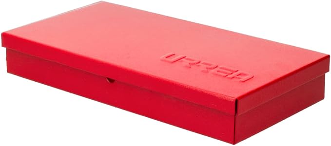 URREA Metal Tool Box - 9.6" x 5" x 1.4" Portable Tool Storage/Organization Box with 24 Gauge Construction & Durable Red Finish - 4725