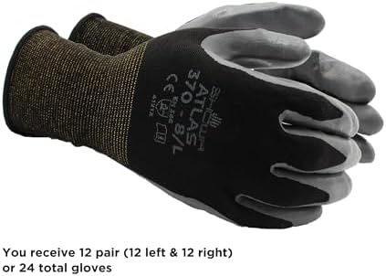 SHOWA Atlas 370B Professional Nitrile Work Gloves,for Landscaping, Gardening & Assembly, General Purpose Gloves