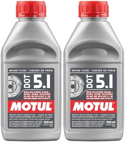 Motul DOT 5.1 Synthetic Brake Fluid – High Performance Non-Silicone Fluid for ABS, ESP & Hydraulic Brake Systems with High Boiling Point Protection – 500ml (2 Pack)