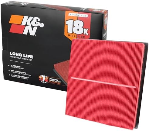 K&N Engine Air Filter: Long Life 18,000 Mile Replacement Air Filter: Compatible with 2010-2026 Jeep/Dodge SUV V6/V8 (Grand Cherokee, Durango), KNA-2457