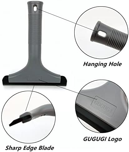 Super Flexible Silicone Squeegee, Auto Water Blade, Water Wiper, Shower Squeegee, 5.9'' Blade and 7.5'' Long Handle, for Car Windshield, Window, Mirror, Glass Door, Grey Black