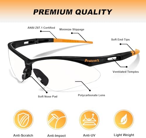 ProtectX Safety Glasses for Men & Women, Safety Sunglasses