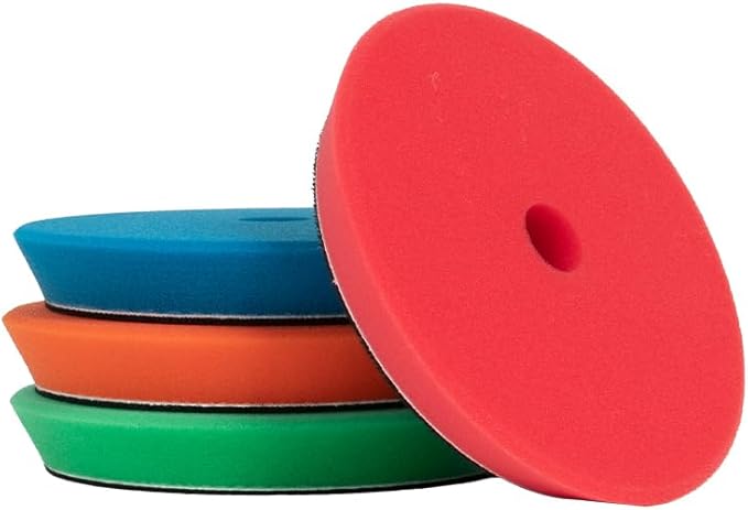 SGCB Pro 5" DA Buffing Polishing Pad Buffer Pads 4Pcs Coarse to Fine for 5 Inch RO DA Rotary Polisher Hook and Loop Buffing Foam Pads Sponge Polish Pad Compounding Polishing Finishing and Waxing