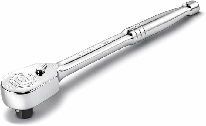 Powerbuilt 1/4 Inch Drive Sealed Head Ratchet, 72 Tooth, Reversible Switch, 5 Degree Swing, Spiral Contour Handle - 649930