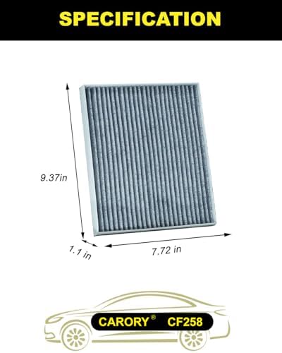 CARORY Cabin Air Filter w/Activated Carbon for Hyundai Elantra (2017–2020), Accent (2018–2022), Elantra GT (2018–2020), Kia Forte (2019–2024), Rio (2018–2023), Forte5 (2020–2024), 97133-F2000, CF258