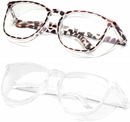 Alsenor Safety Glasses Anti Fog Goggles Protective Eyewear Blue Light Blocking ANSI Z87 UV Protection Glasses For Men Women (2 Pack(new-leopard+transparent))
