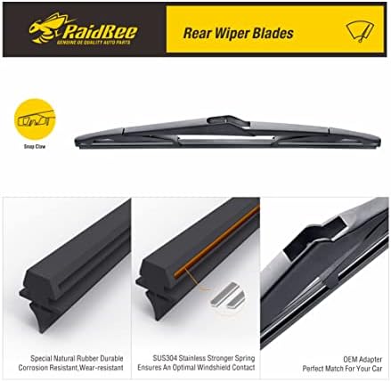 Rear Wiper Blade 12 inch, for Ford Fiesta 2018-2011,Focus 2018-2012,Saab 9-5 2009-2006,Saturn Astra 2008-2009 Rear Windshield Wiper for Automotive Replacement Windshield Wiper Blades(12-M)