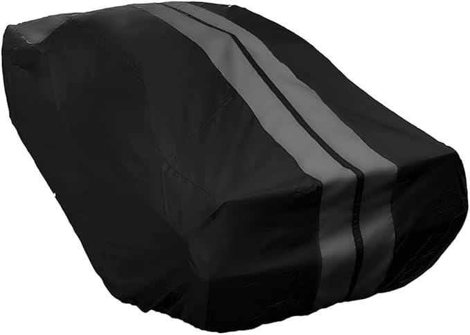 SR1 USA Car Cover for Dodge Challenger 2008–2026 – Custom Fit All Weather, Waterproof, UV Protection, 300D Ultraguard Plus, Indoor Outdoor - SXT, GT, R/T, Scat Pack, Hellcat, Widebody (Black/Gray)
