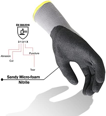 Corestar Safety Work Gloves Sandy MicroFoam Nitrile Palm Coated Seamless Nylon Micro-Foam Gloves