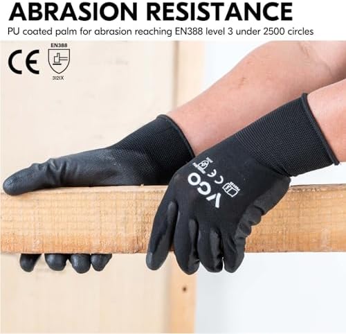 Vgo... 15Pairs PU Coated Safety Work Gloves,Gardening Gloves (PU2103,M)