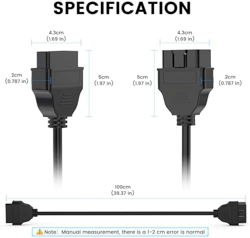 ANCEL 3.3 ft OBD2 Extension Cable, 16-Pin Male to Female Adapter