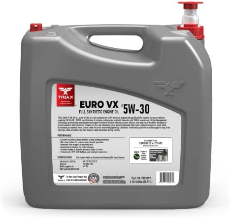 TRIAX Euro VX 5W-30 Full Synthetic Ester, Compatible with VW 507.00/504.00, VW Audi 502.00, 505.01, BMW LL-04, Porsche C30, ACEA C3, Mercedes 229.51, 229.5, 229.31 (5 Gallon)