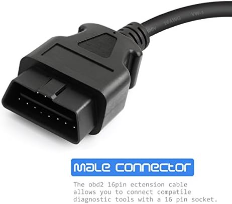 FOXWELL OBD2 OBD II 16Pin Male to Female Diagnostic Extension Convert Cable Adapter 1m/ 39inch