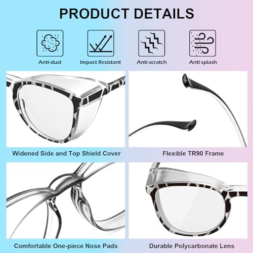 OXG 3 Pack Stylish Safety Glasses, ANSI Z87+ Protective Eyewear for Nurses