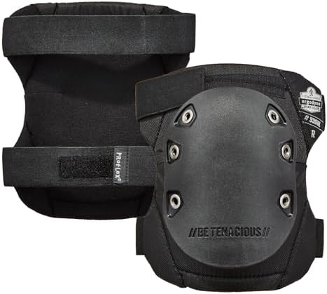 Ergodyne - 18336 ProFlex 335HL Slip Resistant Rubber Cap Knee Pads, Hook & Loop Closure Black Cap