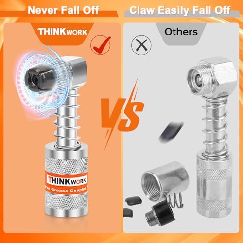 THINKWORK 4PC Quick Connect Greasing Accessory Kit,90 Degree Grease Coupler