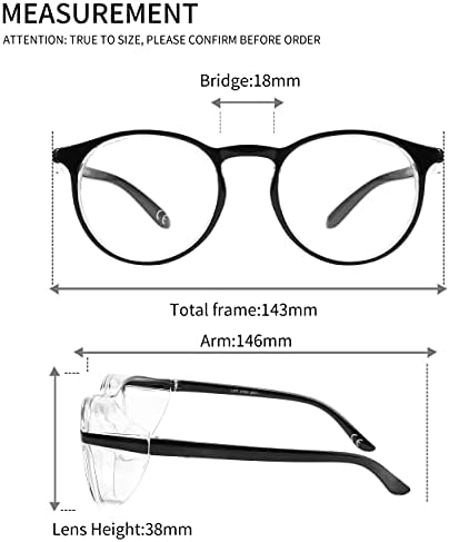 Alsenor Safety Glasses Anti Fog Goggles Protective Eyewear Blue Light Blocking Anti Dust UV Protection Glasses For Men Women (Round-Black)