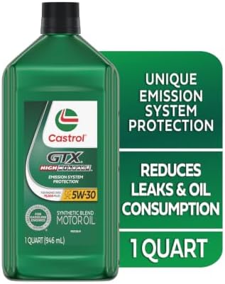 Castrol GTX High Mileage 5W-30 Synthetic Blend Motor Oil, 1 Qt, Pack of 6