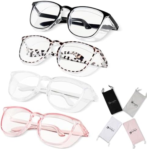 Feaglo Safety Glasses, Anti Fog Safety Goggles for Women Men, Blue Light Blocking Stylish Eye Protection Glasses Side Shield