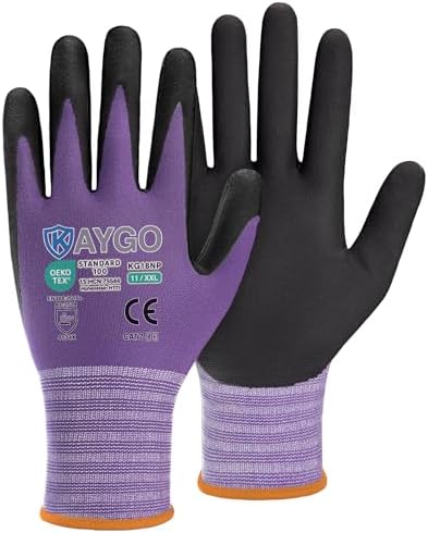 KAYGO Safety Work Gloves, MicroFoam Nitrile Coated, Men Women,KG18N